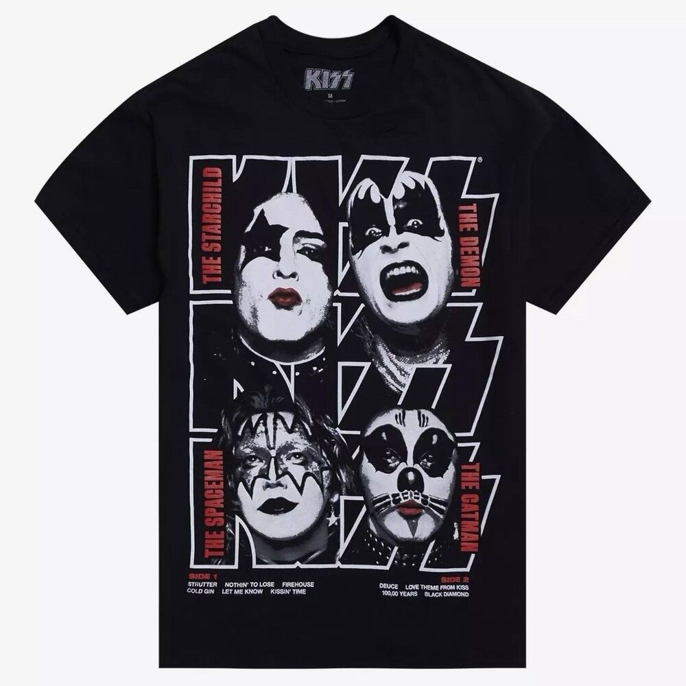 KISS T-Shirt Unisex Medium Debut Album Self-Titled Glam Metal Band Tee Album NEW